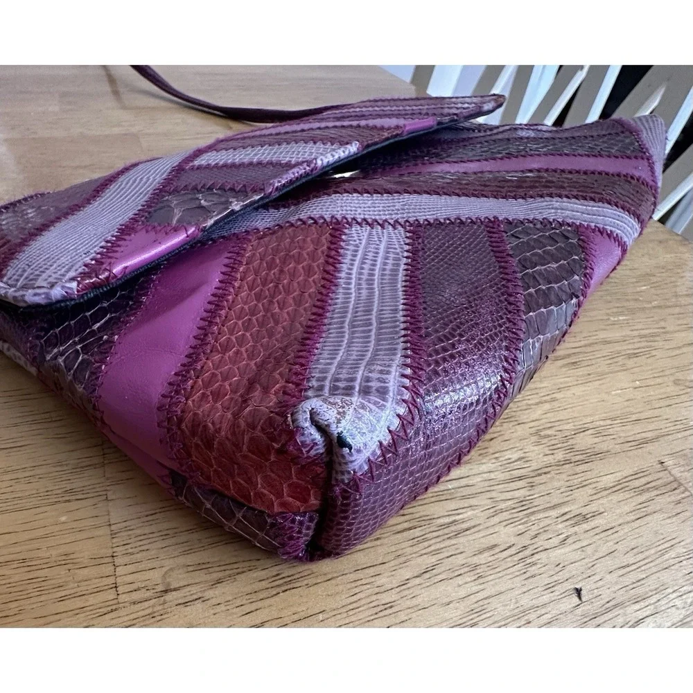 Vintage David Mehler for DAME Purple Pattern Real Snakeskin‎ Purse